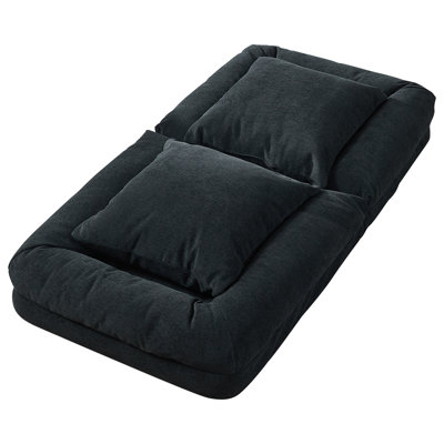Méridienne convertible au sol avec 5 positions réglables, canapé-lit en chenille avec 2 coussins et structure en métal pour le salon et la chambre à coucher
