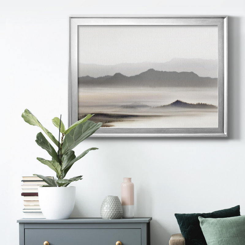 West Fjord - peinture encadrée, H 30,5 po x l 42,5 po x P 1 po, Argent, Pas de tapis
