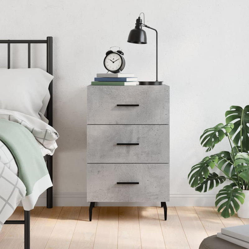Mehrudin 40cm W Iron Bedside Table, Grey Sonoma