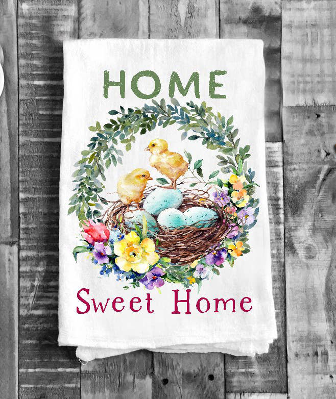 Floral Dish Towel Home Sweet Home