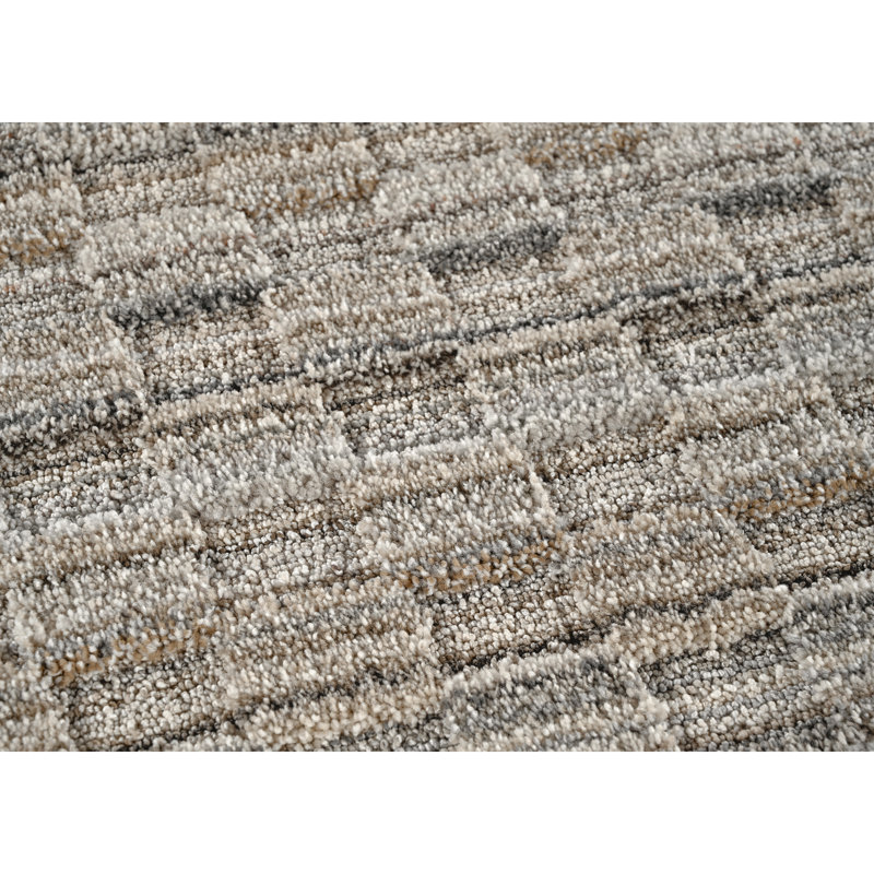 Studio Plush Mesh Modern Earthtone Area Rug, Non Slip, Abstract Rug, Foldable, Stain Resistant Rugs for Living Room, Bedroom, Neutral Tan, Gray, and Taupe