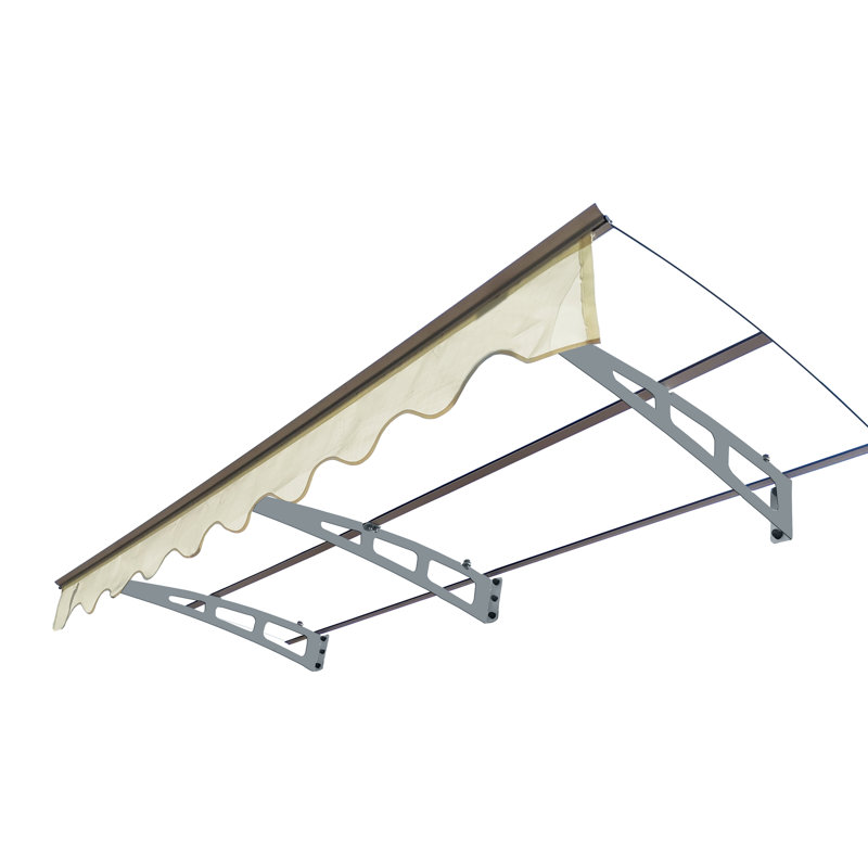 Auvent de fenêtre de 79 po x 34 po avec tôle de polycarbonate de 0,137 po d'épaisseur et supports en aluminium - Protection, résistance à la neige pour la maison en béton