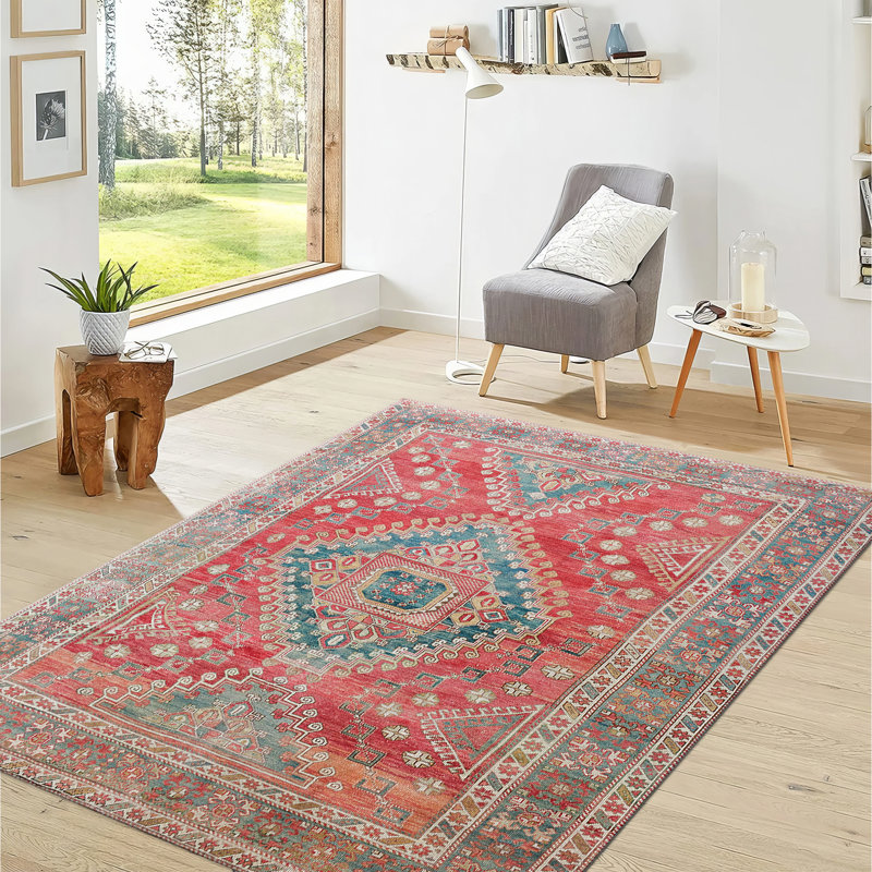 Chic Bohemian Style Soft Pile Rug with Intricate Floral and Geometric Design Perfect for Adding Warmth and Comfort to Your Home