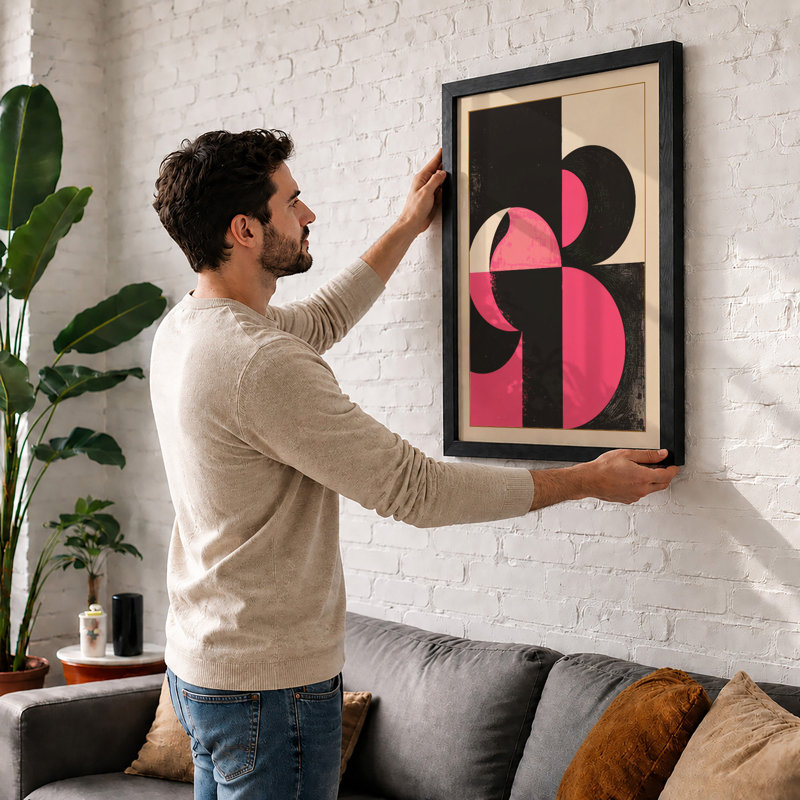 Circles in Motion Geometric - Framed Print, A2 - 59.4 x 42.0 cm, White