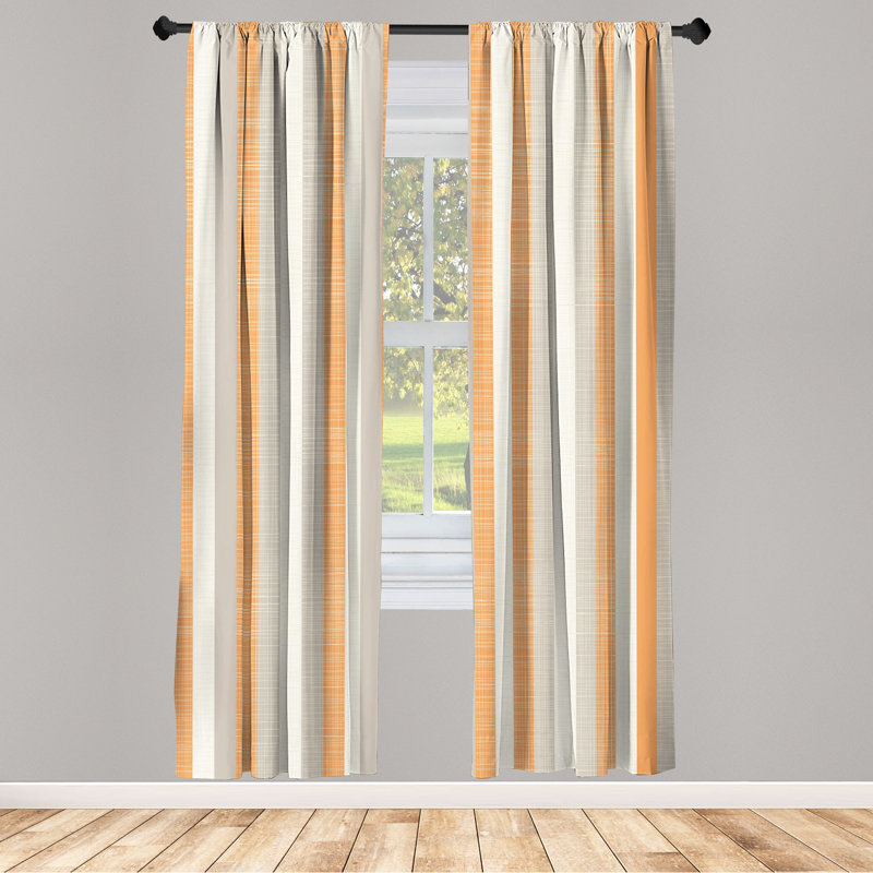 George Oliver Retro Curtains, Classical Stripes Art Vintage, Pair of 28", Apricot/Dust, 28" W x 95" L
