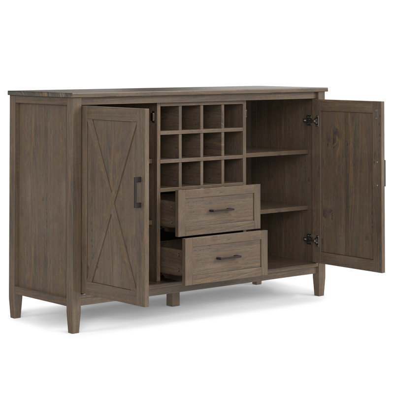 Ela 54"W Solid Wood 2-Door Sideboard Buffet with Wine Rack and 2 Drawers