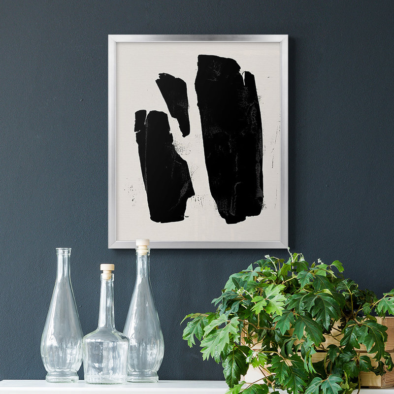«Triple Block Print II», toile encadrée de qualité supérieure - prête à être accrochée, Argent, H 24 po x l 20 po