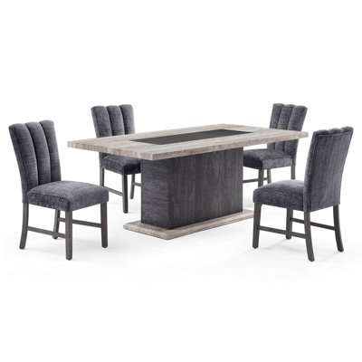 Table de salle à manger gris foncé et gris délavé