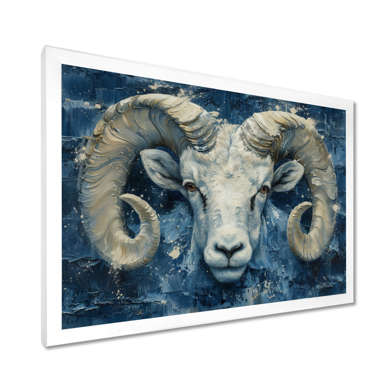 Blanc bleu astrologie cosmique courage bélier I - décoration murale astronomie bélier, Toile tendue, H 12 po x l 20 po