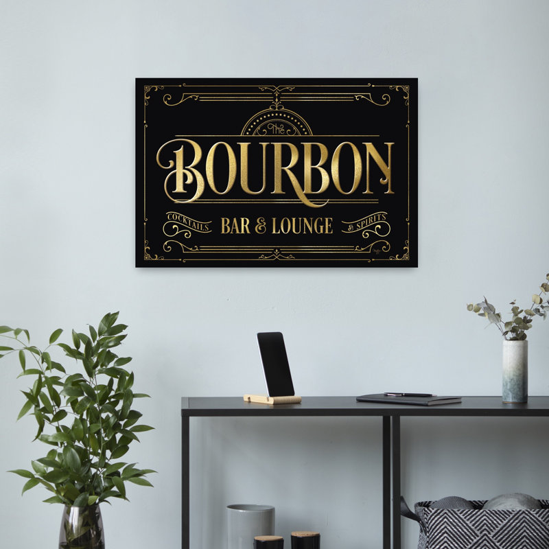 Bourbon Bar Lounge, art abstrait contemporain rétro, H 16 po x l 24 po