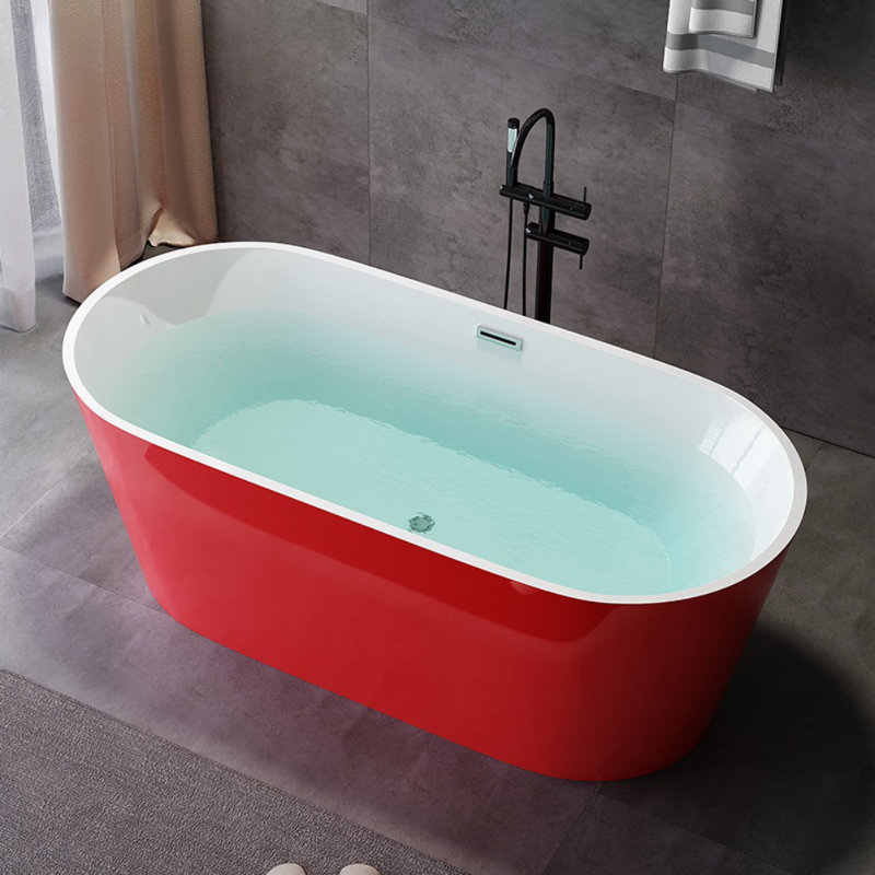 Baignoire ovale moderne simple en acrylique, Rouge