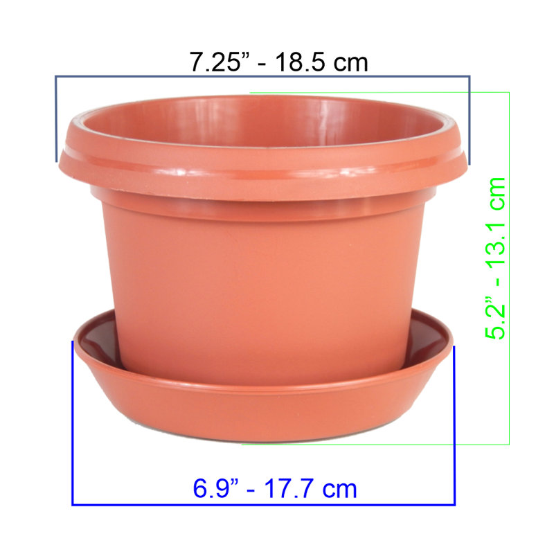 Petit pot ornemental 7,5 po en plastique de couleur terre cuite (paquet de 4) Elite Elite