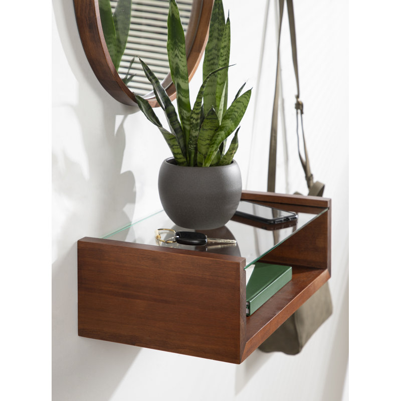Tablette flottante en bois massif 2 pièces, Marron