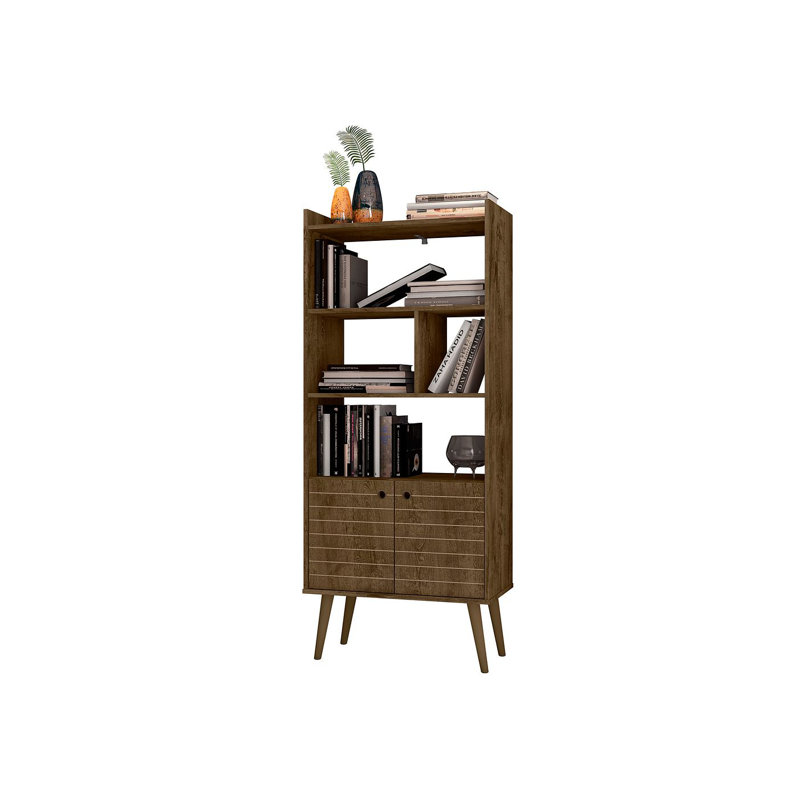 Helaina Geometric Storage Bookcase, Rustic Brown