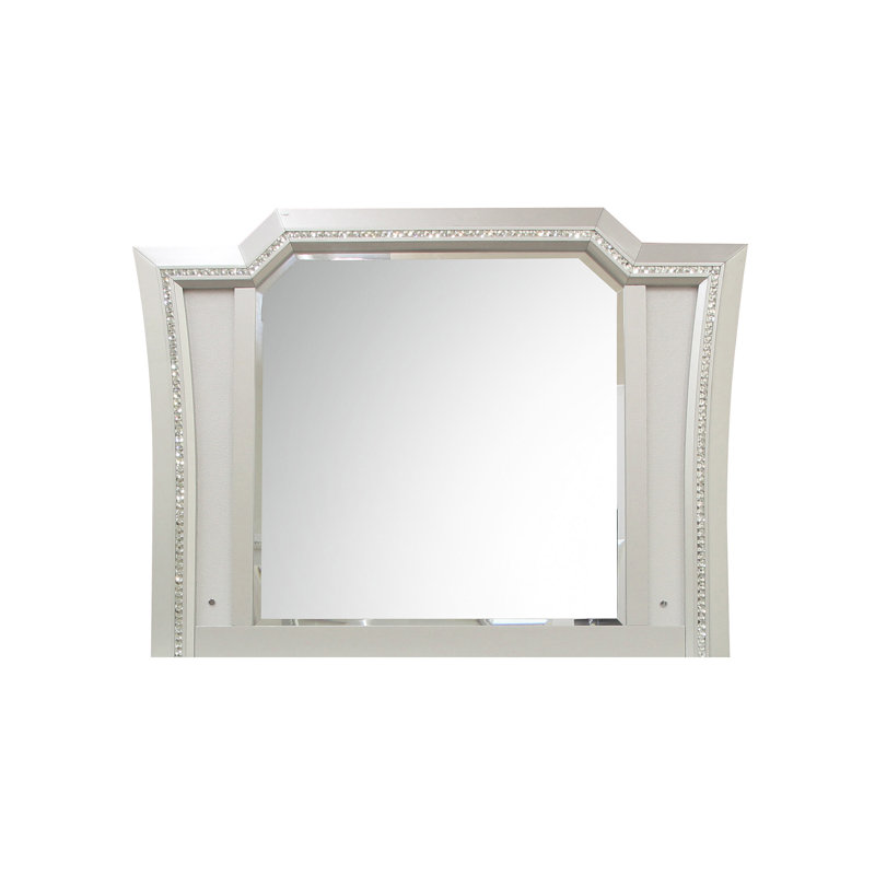 Woodlynne Rectangular Dresser Mirror with LED, Champagne/Ivory