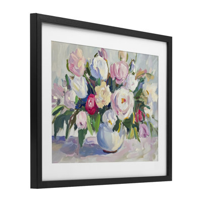 Abstract Colourful Bouquet Pastel Framed Print Under Glass, design by Petal Prints Design