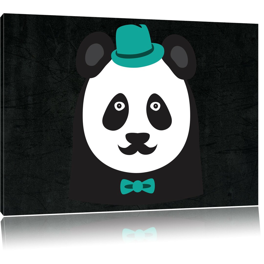 Leinwandbild Hipster Panda in Schwarz/Weiß/Blau