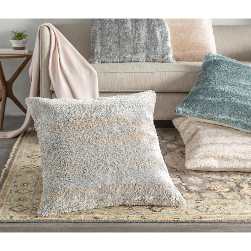 Flokati Throw Pillow, Down, 27" x 27", Aqua