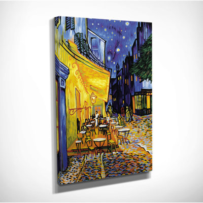 Vincent van Gogh's Cafe Terrace at Night Decorative Canvas Painting, 11.8 x 15.7 inches | 100% Canvas with 100% Wooden Frame (Thickness: 1.2 inches) | Stunning Artwork for Home Decor & Art Lovers