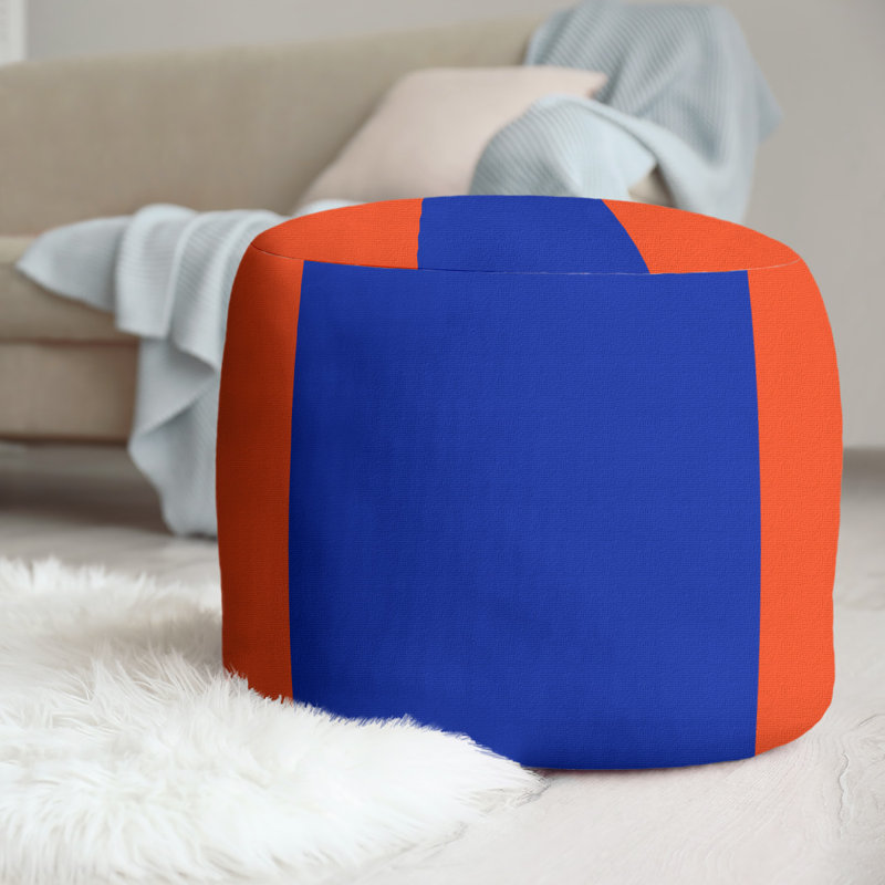 Repose-pieds cubique rond à rayures 20,5", Orange / bleu / orange