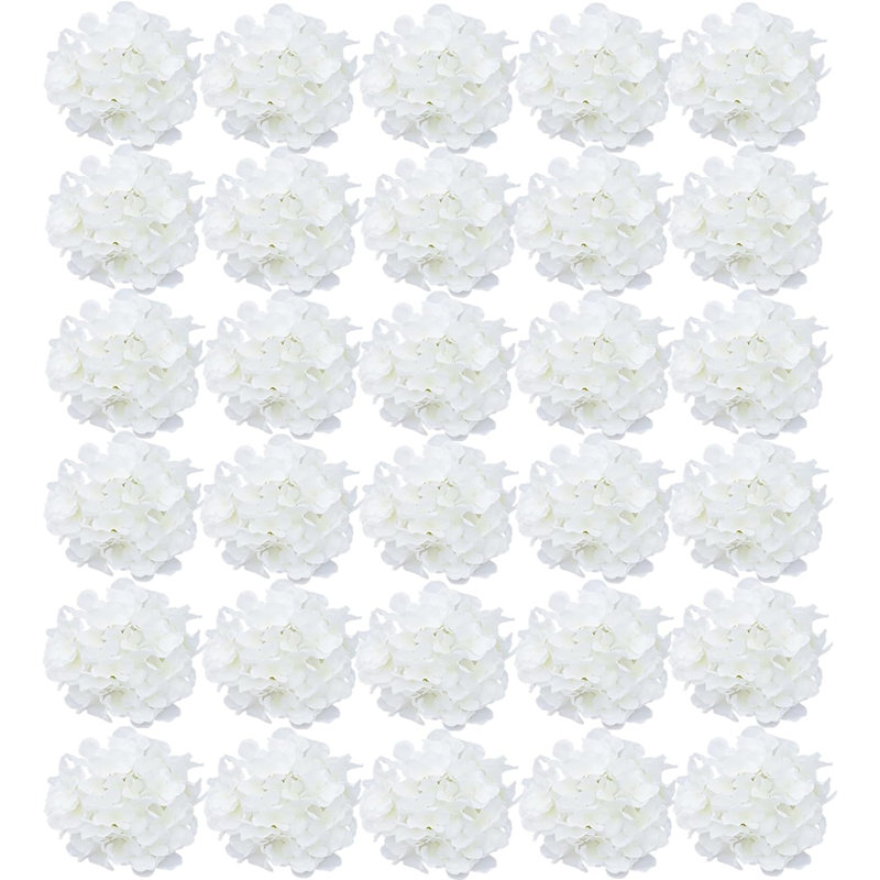 30 Pcs Pure White Silk Hydrangea Heads