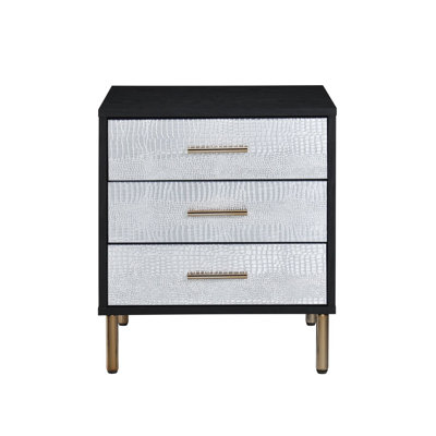 Montrey 3-Drawer Nightstand with Gold Legs