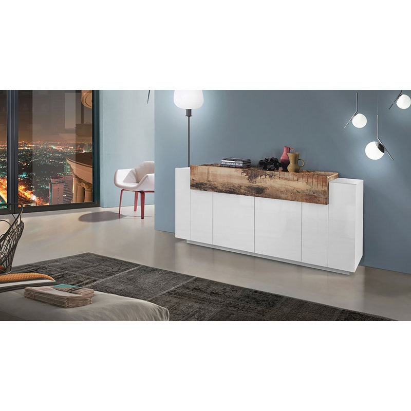 Nostrand 160 Cm Wide Sideboard, White/Maple, 85.6cm H x 200cm W x 45cm D