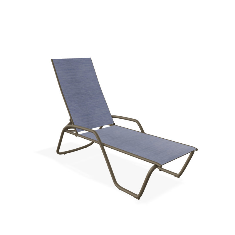 Outdoor Rust-Resistant Metal Chaise Lounge, Textured Beachwood, River