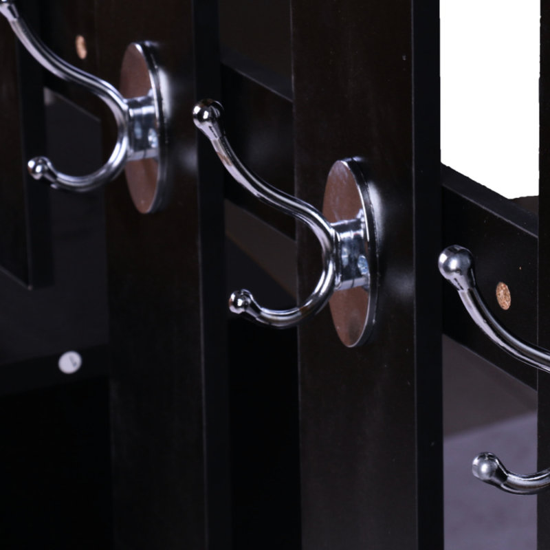 Armoire de rangement à grand volume avec armoire à chaussures, étagère suspendue et miroir noir mat