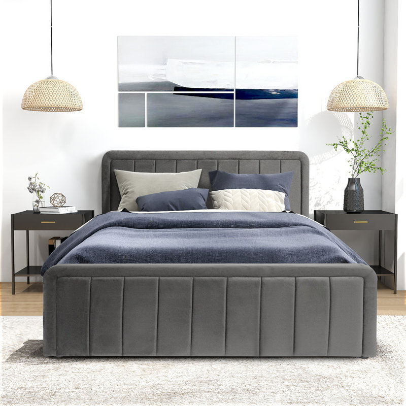 Altgeld Upholstered Ottoman Storage Bed, Medium Grey, Double (4'6)
