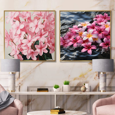 Pink Plumeria Paradise I - Plumeria Wall Art Living Room Set Of 2