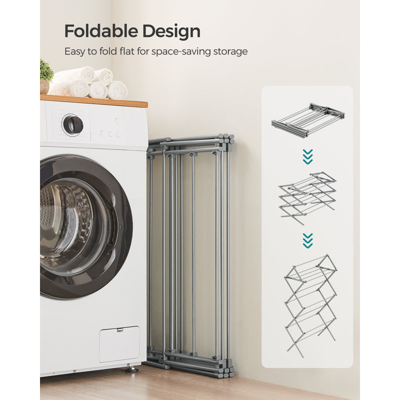 Steel Foldable Accordion Drying Rack, Grey