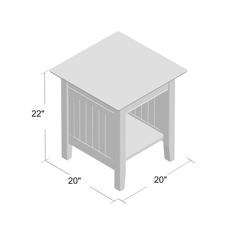 Table de bout en bois massif Tolleson avec station de charge intégrée, Blanc