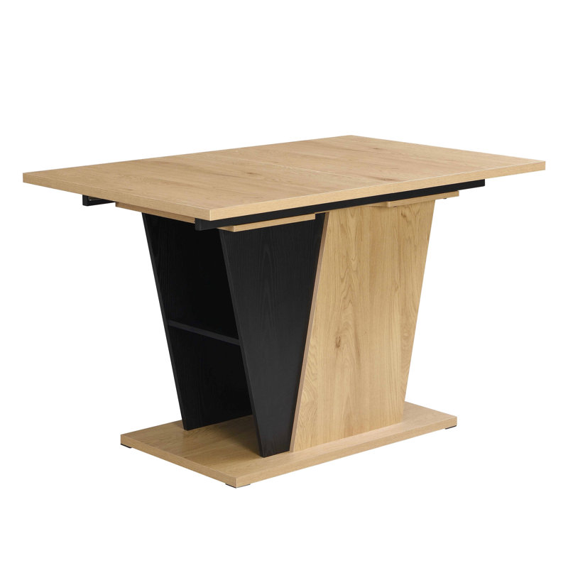 Table extensible 62,18 pouces avec rangement, style moderne en bois. Structure et base en métal. Plateau de table réglable pour différentes occasions. Conception fonctionnelle. Conception intégrée. Et maison, salle à manger, cuisine,