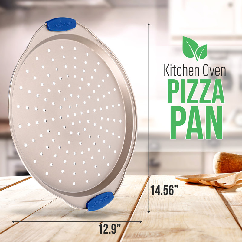 NutriChef Non-Stick Stainless Steel 12.99'' Pizza Pan