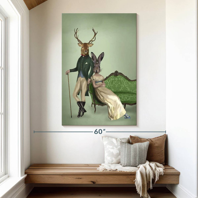 Ketti Mr. Deer And Mrs. Rabbit I, 51" H x 34" W