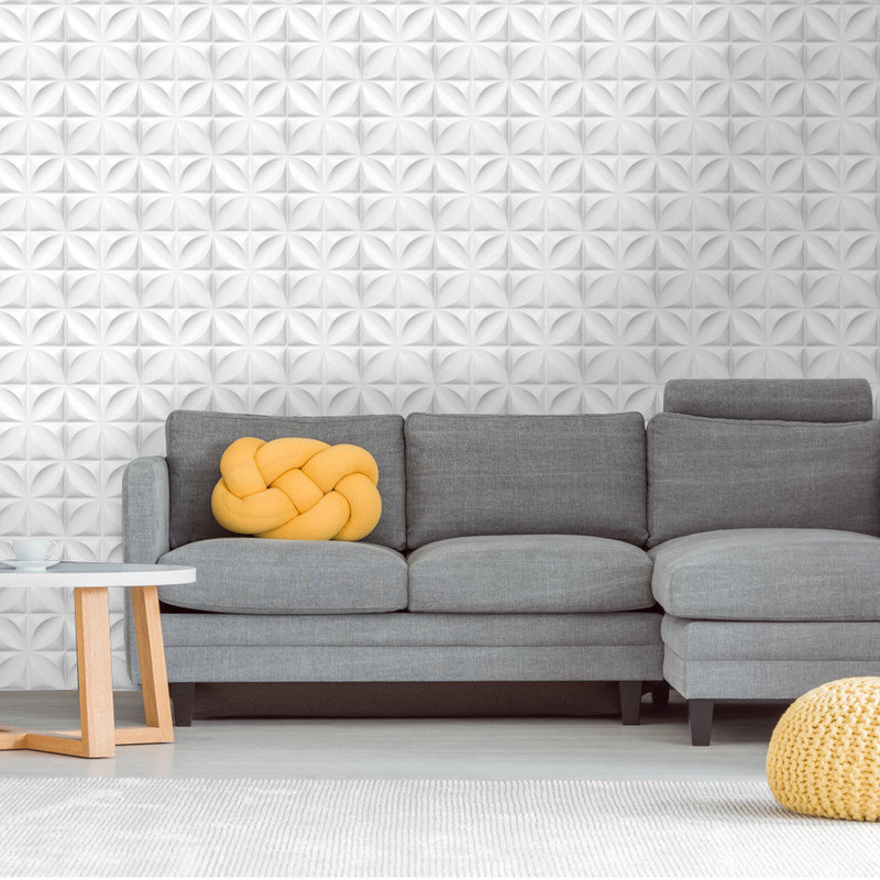 Panneau mural 3D 11,8 po x 11,8 po en blanc (paquet de 33)