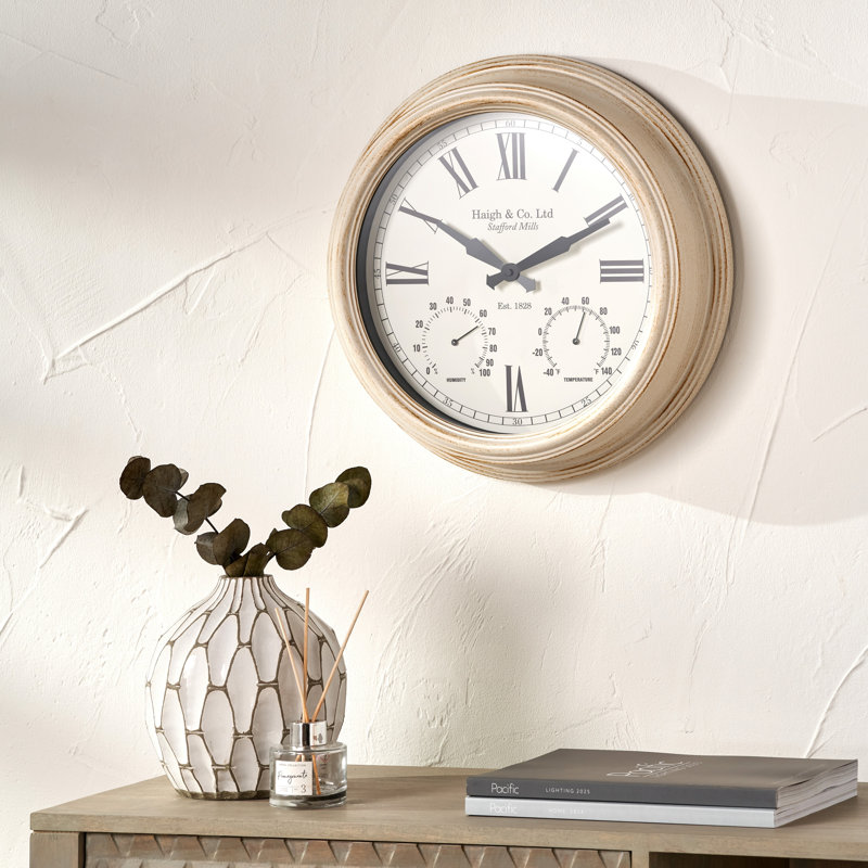 Metal Wall Clock, Gold/Cream