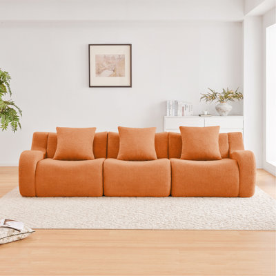 Canapé désossé, tissu 3 pièces en peluche de haute qualité, conception antidérapante, accoudoirs incurvés sans assemblage, éponge haute densité 32D pour le salon, la chambre à coucher, le coin lecture