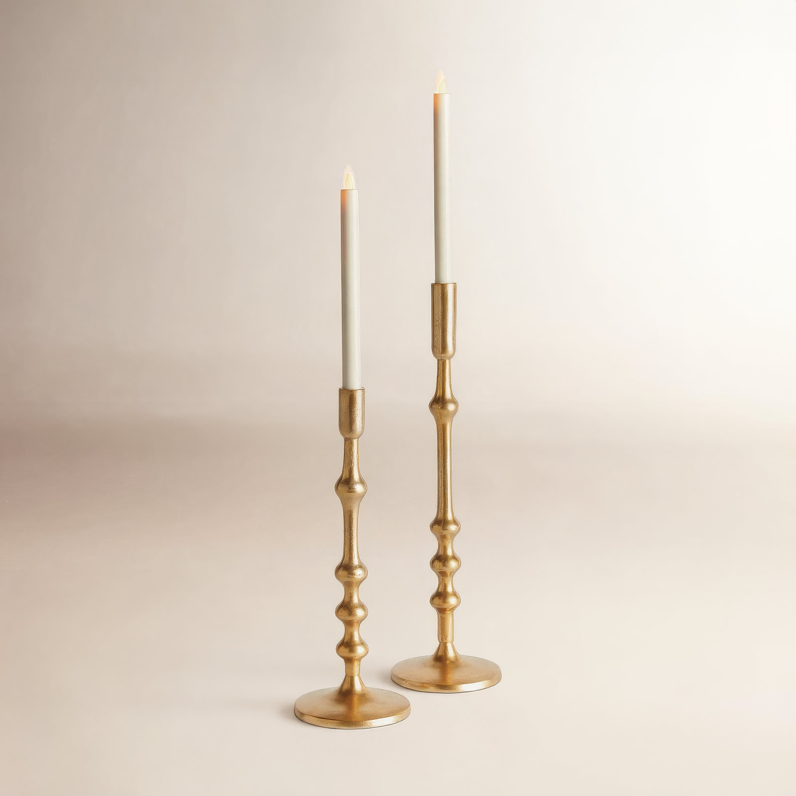 Sand-Cast Aluminum Candlestick Holder, Gold