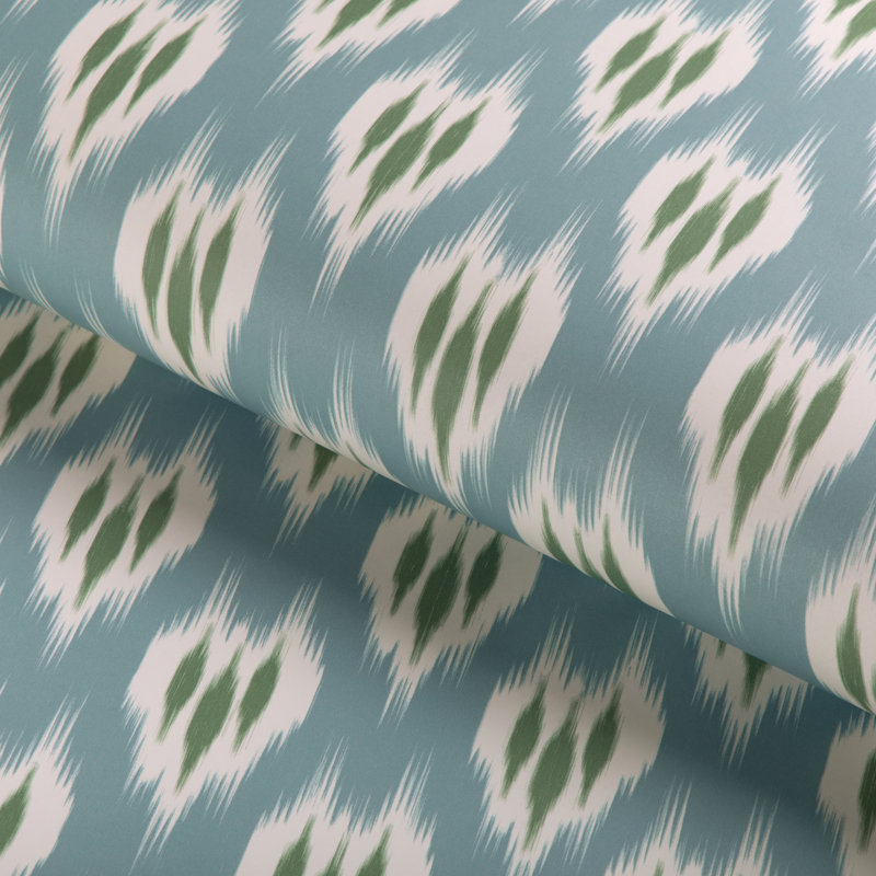 Clare Ikat Wood Pulp Blend Wallpaper Roll, Sea