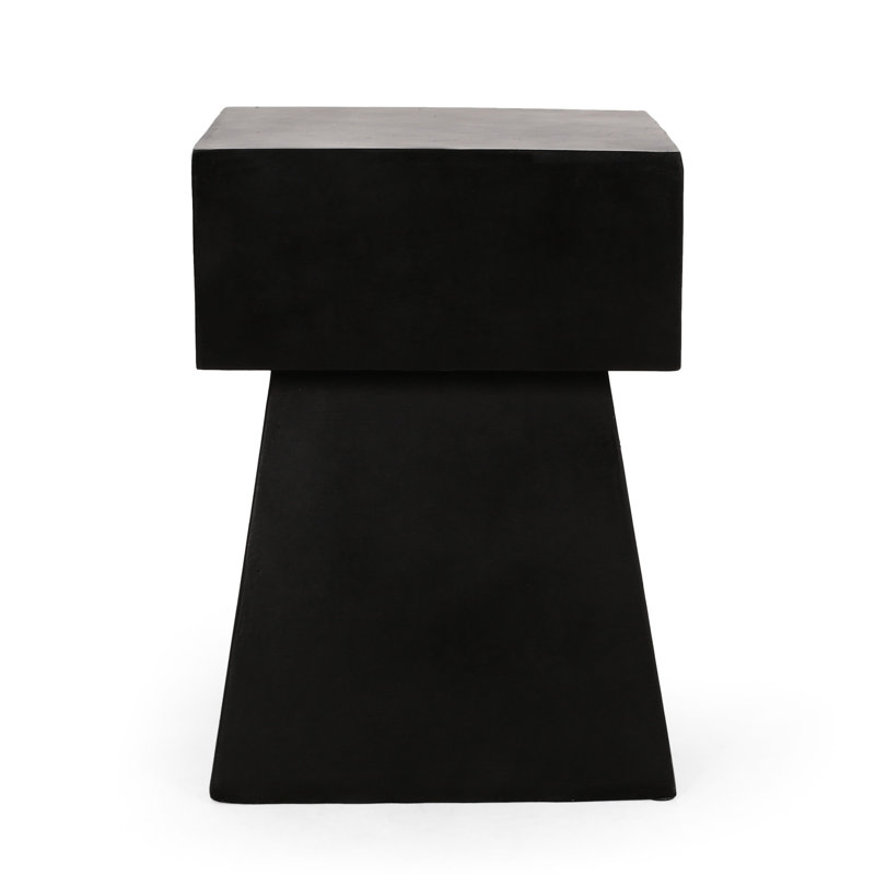 Lightweight Concrete Side Table, Modern Design, No Assembly, Black Magnesium Oxide, Pedestal Shape - 13.78In Width X 18.96In Tall Assembly Required, Design High, Contemporary