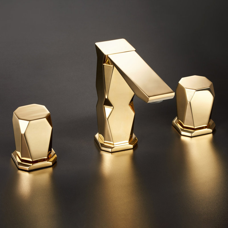 Ikon Luxury Widespread Bathroom Faucet, Polished Gold