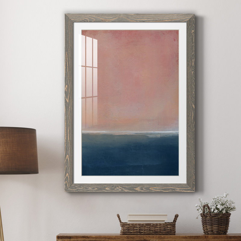 Coucher de soleil - Peinture encadrée, Encadré gris, H 37,5 po x l 27,5 po x P 1,5 po