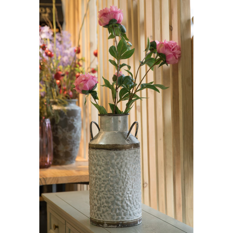 Décoration rustique en métal galvanisé de style campagnard - pot à fleurs ou vase polyvalent, grand