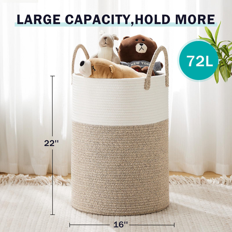 Bac de rangement Dovecove, H 22,01 po x l 15,98 po x P 15,98 po, Brun / blanc