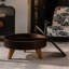 Table basse ronde 31,5 "avec espace de rangement, 31,5", convenant au salon et au bureau, brun-129705156-129705157
