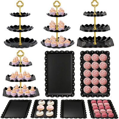 10Pcs 3-Tier Cupcake Stand Dessert Display Set for Wedding Birthday Party