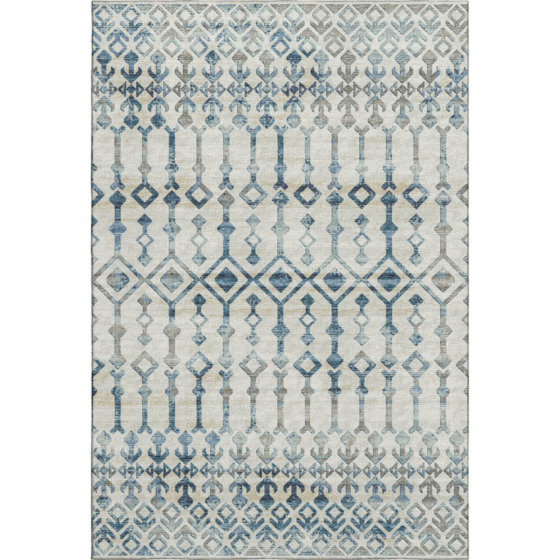 Premium Machine Washable Fayina Ivory Rug, Rectangle 8' x 10'