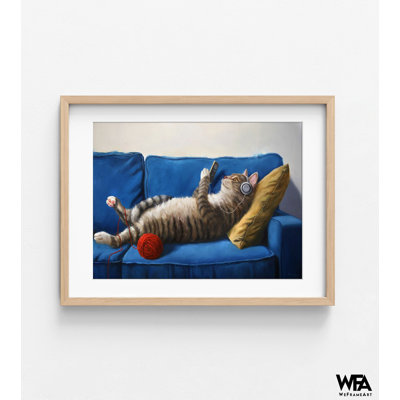 Illustration de chat brun tigré, affiche de chat brun, affiche de salon, idée de décor de chat d'homme des cavernes, cadeau d'anniversaire de beau-frère H1833D